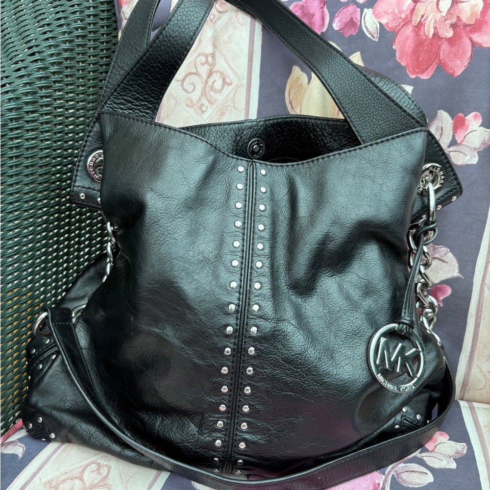 Michael Kors Black silver studded Leather Tote Bag